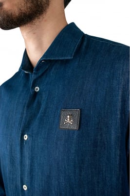 Philipp Plein Diamond Cut LS Skull hemd Blau