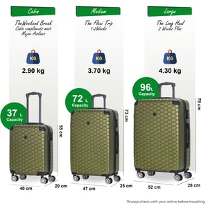 Erweiterbarer grüner Hartschalen-ABS-Koffer mit 8 Rädern, Reisegepäck, Kabine, Urlaubstaschen