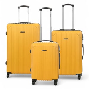 Hartschalen-Reisekoffer aus gelbem ABS mit 8 Rädern