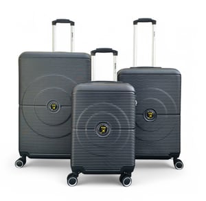 Robuster ABS-Hartschalenkoffer in Schwarz mit 8 Rollen, Reisegepäck