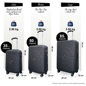 Robuster ABS-Hartschalenkoffer in Schwarz mit 8 Rollen, Reisegepäck
