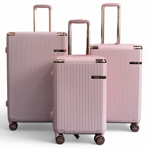 Erweiterbarer Hartschalenkoffer in Roségold mit 8 Rädern, Reisegepäck, Kabinenkoffer