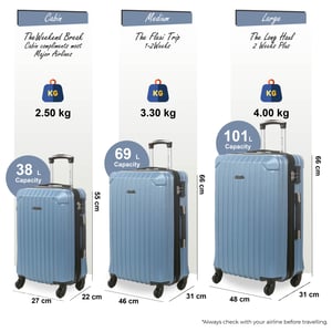 Hartschalen-Reisekoffer aus ABS mit 8 Rädern, Blau