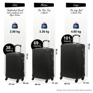 Hartschalenkoffer aus schwarzem ABS mit 8 Rädern, Reisekoffer-Set für die Kabine