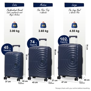 Erweiterbares Hartschalen-Handgepäck-Set mit 8 Rädern, Marineblau