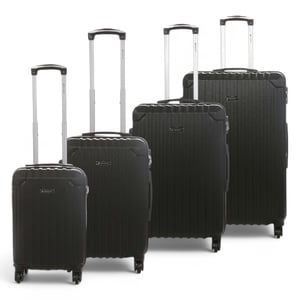 Hartschalenkoffer aus schwarzem ABS mit 8 Rädern, Reisekoffer-Set für die Kabine