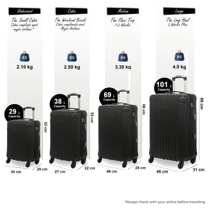 Hartschalenkoffer aus schwarzem ABS mit 8 Rädern, Reisekoffer-Set für die Kabine