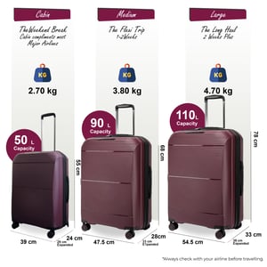 Erweiterbares Burgunder-Hartschalen-PP-8-Rad-Gepäck-Reisekabinen-Urlaubstaschen-Koffer-Set