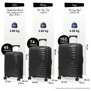 Erweiterbares schwarzes Hartschalen-Kabinenkoffer-Set mit 8 Rädern
