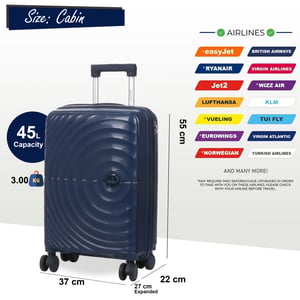Hartschalen-Kabinenkoffer 55 x 37 x 22 cm PP-Koffer Gepäck passend für Easyjet, Ryanair
