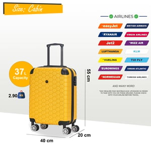 Stabiler ABS-Hartschalen-Kabinenkoffer 55 x 40 x 20 cm, Gepäck, passend für Easyjet, Ryanair