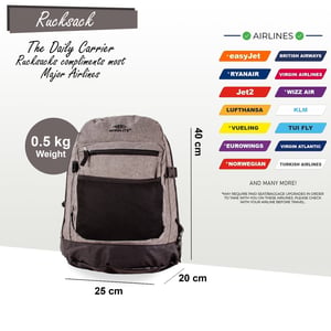 Rucksack 40 x 20 x 25 cm, Reise-Kabinentasche für unter den Sitz für Ryanair, Easy Jet