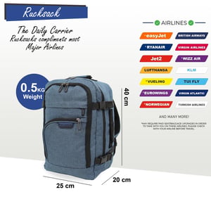 Rucksack 40x20x25 cm Reise-Kabinentasche für Easy Jet, Ryanair
