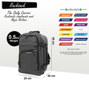 Rucksack 40x20x25 cm Reise-Kabinentasche für Easy Jet, Ryanair