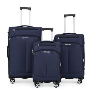 Blauer Weichschalenkoffer mit 8 Rollen, Gepäckset, Reisegepäck, TSA, leichtes Handgepäck, Kabinentasche