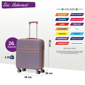 ABS-Hartschalen-Kabinenkoffer für unter den Sitz, 45 x 35 x 20 cm, Gepäck, passend für Easyjet
