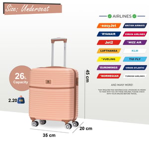 ABS-Hartschalen-Kabinenkoffer für unter den Sitz, 45 x 35 x 20 cm, Gepäck, passend für Easyjet
