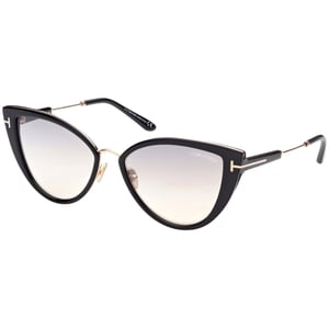 Tom Ford Anjelica-02 Smoke Mirror Lens Shiny Black Sonnenbrille