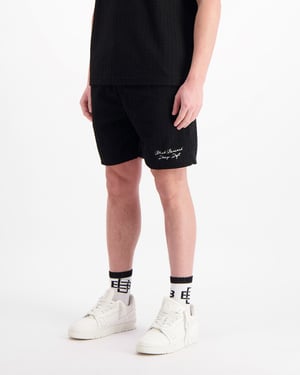 Schwarze Bananen Terry Lounge-Shorts, Schwarz