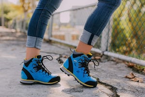 Damen Wanderschuhe Leder Blau