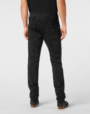 Denim Trousers Super Straight Cut Tribal Strass