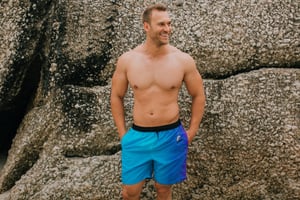 Herren Badehose mit Muster Streifen Blau Lila