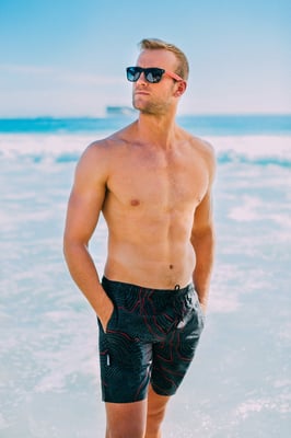 Herren Badehose Streifen lässige Boardshorts Linien Muster