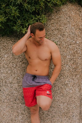 Herren Badehose mit Muster Streifen Rot