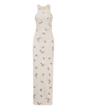 Jersey Rib Long Dress Flowers