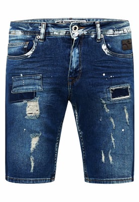 Destroyed Jeans Short Slim Fit "NAVITO" Dark Blue Used
