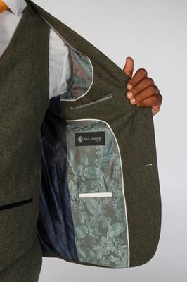 Olivgrüner Herrenblazer aus Wollmischung und Tweed
