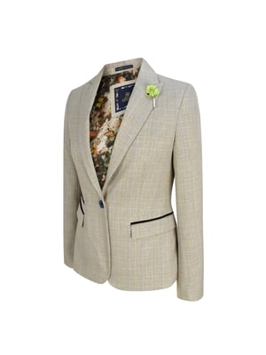Damen Tweed Fischgrätenmuster Creme Jacke Peaky Blinders
