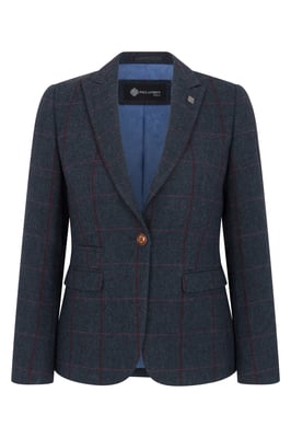 Marineblauer, taillierter Tweed-Blazer für Damen