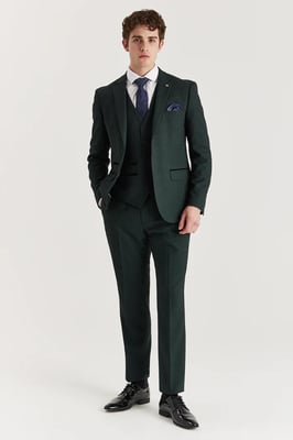 Grüne Anzughose für Herren im Prince of Wales-Stil