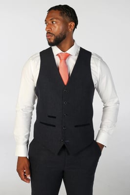 Marineblaue Weste aus Wollmischung und Tweed für Herren
