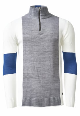 Feinstrick-Pullover im Colorblock-Stil mit Stehkragen