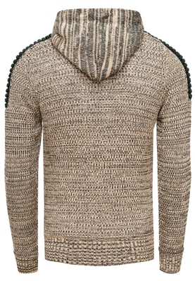 1/2 Zip Grobstrick Kontrast Kapuzen-Pullover