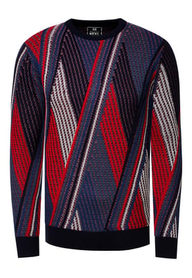 Feinstrick Colorblock Rundhals-Pullover