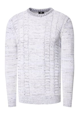 Grobstrick mit Kontrastfarben Rundhals-Pullover