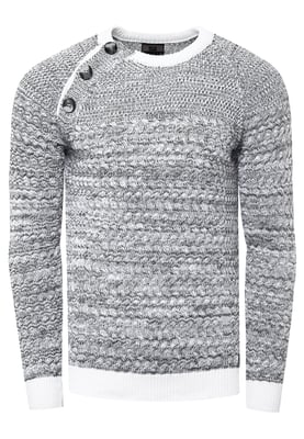 Side Button-Placket Rundhals-Pullover