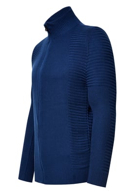 Feinstrick im Biker-Stile Slim Fit Strick-Jacke