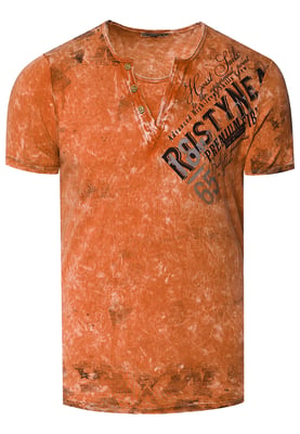 V-Neck T-Shirt Verwaschen mit Seitlichem Logo Print
