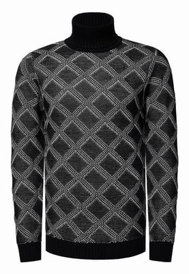 Grobstrick mit Karomuster Rollkragen-Pullover