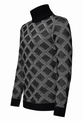 Grobstrick mit Karomuster Rollkragen-Pullover