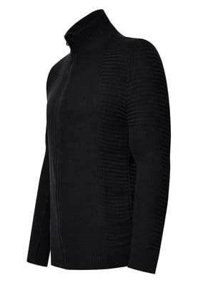 Feinstrick im Biker-Stile Slim Fit Strick-Jacke