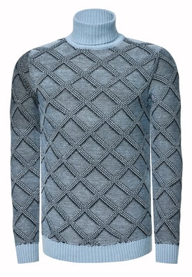 Grobstrick mit Karomuster Rollkragen-Pullover