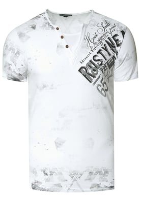 V-Neck T-Shirt Verwaschen mit Seitlichem Logo Print