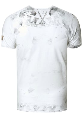 V-Neck T-Shirt Verwaschen mit Seitlichem Logo Print