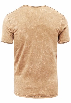 Oil-Washed T-Shirt mit Seitlicher Knopfleiste und Prints