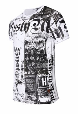 T-Shirt mit American-Skull Westside-Gang-Banger Print